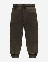 Washed-look jersey jogging pants with DG logo - | Dolce & Gabbana
