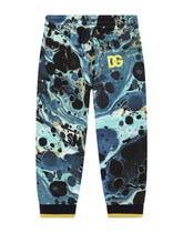Jersey jogging pants with marbled print - | Dolce & Gabbana