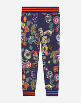 Cotton jogging pants with stickers print - | Dolce & Gabbana