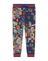 Cotton jogging pants with stickers print - | Dolce & Gabbana