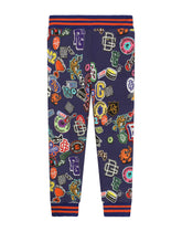 Cotton jogging pants with stickers print - | Dolce & Gabbana