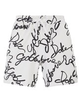 Jersey jogging shorts with all-over logo print - | Dolce & Gabbana