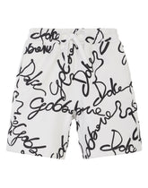 Jersey jogging shorts with all-over logo print - | Dolce & Gabbana