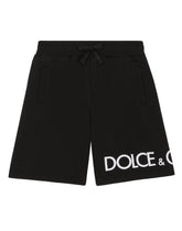 Jersey jogging shorts with logo print - | Dolce & Gabbana