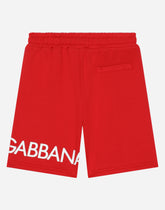 Jersey jogging Bermuda shorts with logo print - | Dolce & Gabbana