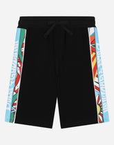 Jersey jogging shorts with Carretto-print bands - | Dolce & Gabbana