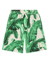 Jersey jogging shorts with banana-tree print - | Dolce & Gabbana