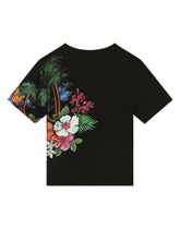 Hawaiian-print jersey T-shirt with DG logo - | Dolce & Gabbana