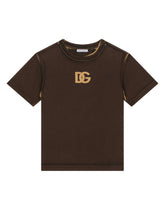Short-sleeved jersey T-shirt with DG logo print - | Dolce & Gabbana