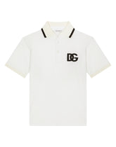 Piqué polo-shirt with DG logo embroidery - | Dolce & Gabbana
