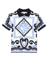 Piqué polo-shirt with Marina print - | Dolce & Gabbana