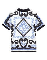 Piqué polo-shirt with Marina print - | Dolce & Gabbana