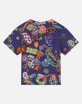 Short-sleeved jersey T-shirt with stickers print - | Dolce & Gabbana
