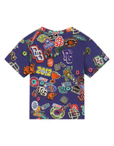 Short-sleeved jersey T-shirt with stickers print - | Dolce & Gabbana