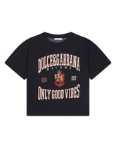 Printed jersey T-shirt with heraldic patch - | Dolce & Gabbana