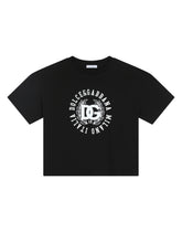 Jersey round-neck T-shirt with DG laurel print - | Dolce & Gabbana