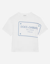 Jersey T-shirt with logo tag print - | Dolce & Gabbana