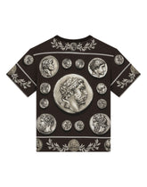 Short-sleeved jersey T-shirt with all-over coin print - | Dolce & Gabbana