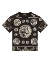 Short-sleeved jersey T-shirt with all-over coin print - | Dolce & Gabbana