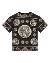 Short-sleeved jersey T-shirt with all-over coin print - | Dolce & Gabbana
