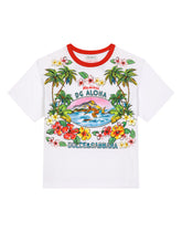 Jersey T-shirt with Hawaiian print - | Dolce & Gabbana