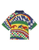 Short-sleeved polo-shirt in Carretto-print cotton piqué - | Dolce & Gabbana