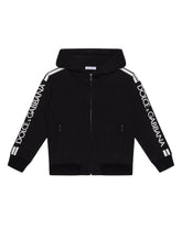 JERSEY HOODIE WITH LOGO BANDS - | Dolce & Gabbana