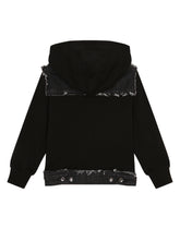 Jersey hoodie with denim inserts - | Dolce & Gabbana