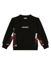 Round-neck inlaid jersey sweatshirt with camouflage print - | Dolce & Gabbana