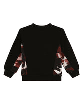 Round-neck inlaid jersey sweatshirt with camouflage print - | Dolce & Gabbana