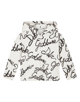 Jersey hoodie with all-over logo print - | Dolce & Gabbana