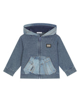 Zip-up stretch jersey denim hoodie - | Dolce & Gabbana