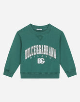 Jersey round-neck sweatshirt with DG logo patch - | Dolce & Gabbana