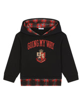 Tartan nylon and jersey hoodie - | Dolce & Gabbana