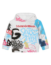 Jersey hoodie with graffiti print - | Dolce & Gabbana