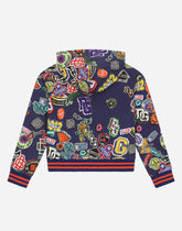 Zip-up hoodie with stickers print - | Dolce & Gabbana
