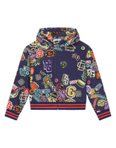 Zip-up hoodie with stickers print - | Dolce & Gabbana