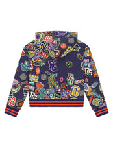 Zip-up hoodie with stickers print - | Dolce & Gabbana