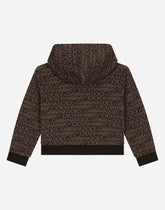 Zip-up hoodie with all-over logo print - | Dolce & Gabbana