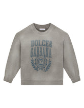 Jersey round-neck sweatshirt with DG laurel print - | Dolce & Gabbana
