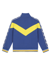 Jersey zip-up sweatshirt with DG logo band and intarsia design - | Dolce & Gabbana