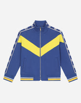 Jersey zip-up sweatshirt with DG logo band and intarsia design - | Dolce & Gabbana