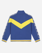 Jersey zip-up sweatshirt with DG logo band and intarsia design - | Dolce & Gabbana
