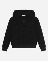 Zip-up hoodie with jacquard logo - | Dolce & Gabbana