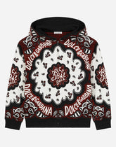 Jersey hoodie with bandanna print - | Dolce & Gabbana