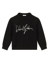 Round-neck pullover with logo embroidery - | Dolce & Gabbana