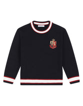Round-neck sweater with heraldic patch - | Dolce & Gabbana