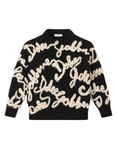 Round-neck pullover with logo embroidery - | Dolce & Gabbana