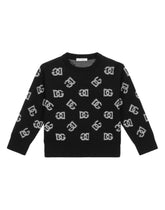 Round-neck sweater with jacquard DG logo - | Dolce & Gabbana