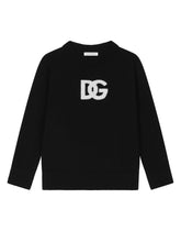 Round-neck sweater with DG logo inlay - | Dolce & Gabbana